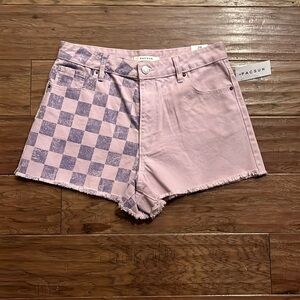 PacSun Eco Two-Tone Checkerboard High Waisted Denim Festival Shorts Size 28